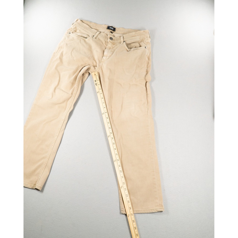 Paige Federal Slim Straight Leg Pants Mens 34 Tan Khaki Transcend Denim Chino - Picture 9 of 12